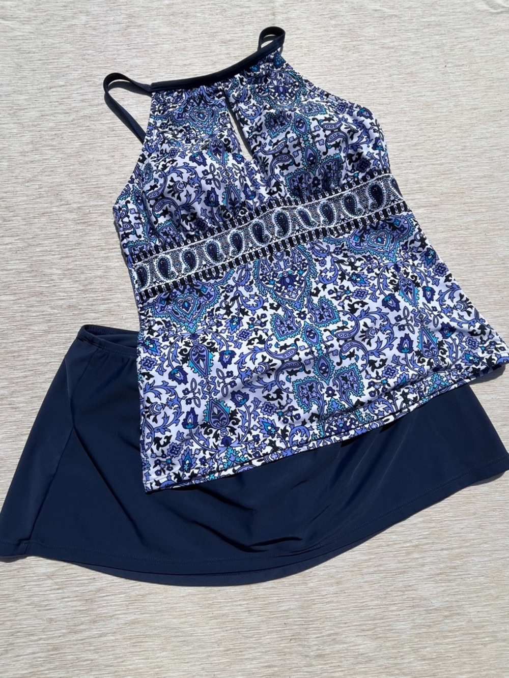 Ellen Tracy Women’s Swimsuit Bathing Suit Tankini High-Neck Keyhole Swim Set 8